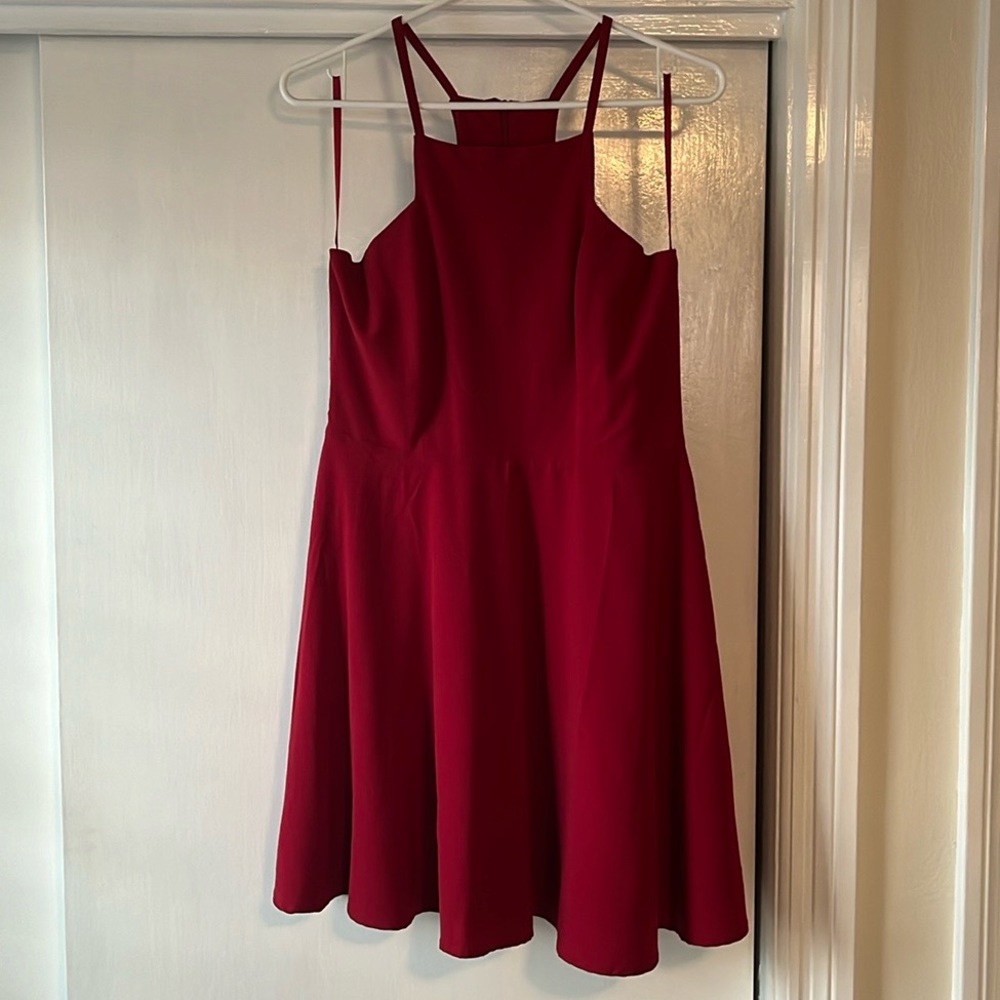 Lulu’s Burgundy Fit & Flare Skater Dress